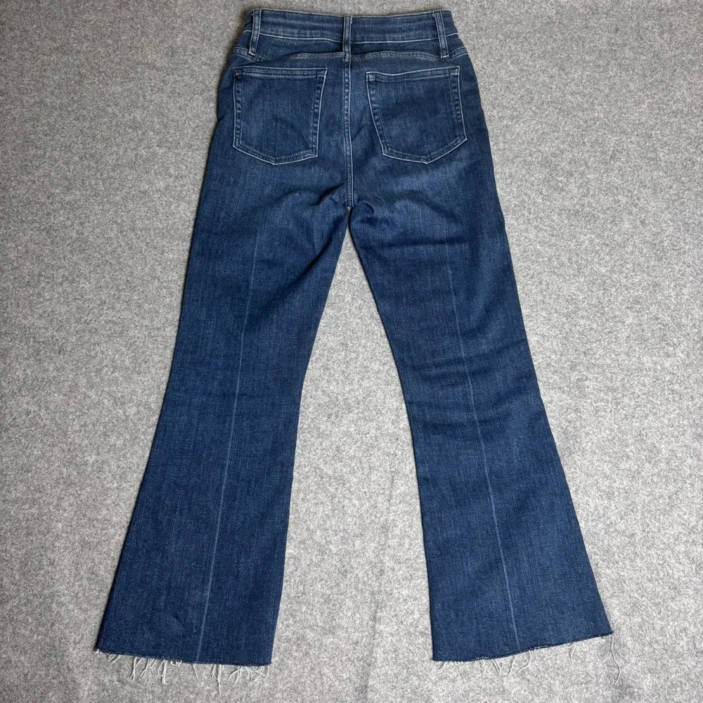 Frame Blue Le Crop Mini Boot Flare Wide Leg Frayed Raw Hem Denim Jeans Womens 26 - Picture 8 of 8